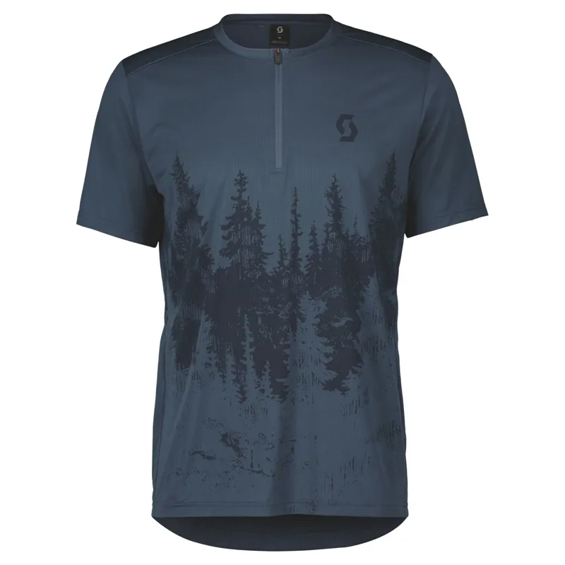 Scott Trail Flow Zip Men's Short Sleeve Jersey - Metal Blue/Dark Blue 5 Scott Trail Flow Zip Men's Short Sleeve Jersey - Metal Blue/Dark Blue - Image 4