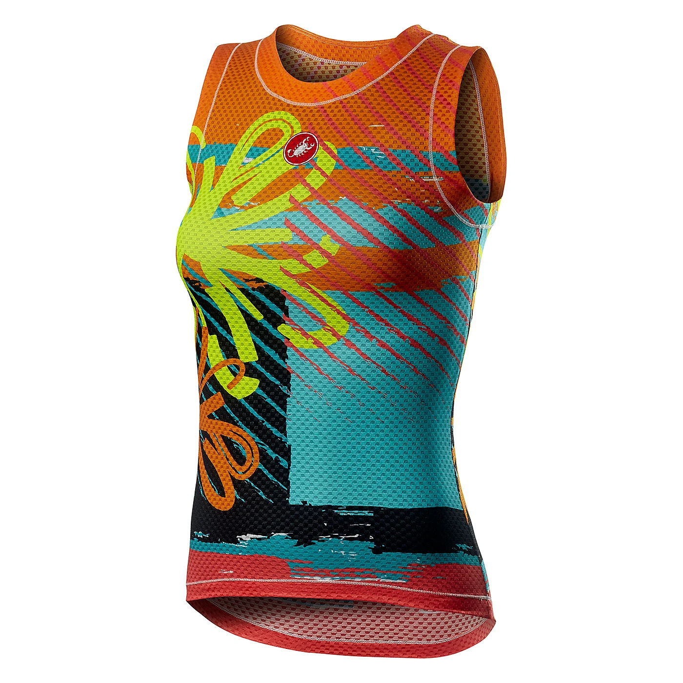 Castelli Pro Mesh Womens Sleeveless Base Layer - Orange Flower 4 Castelli Pro Mesh Womens Sleeveless Base Layer - Orange Flower - Image 2