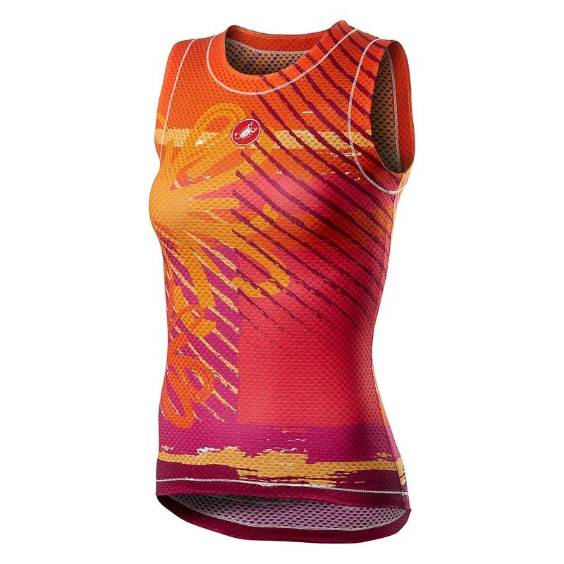 Castelli Pro Mesh Womens Sleeveless Base Layer - Orange Flower 6 Castelli Pro Mesh Womens Sleeveless Base Layer - Orange Flower - Image 4