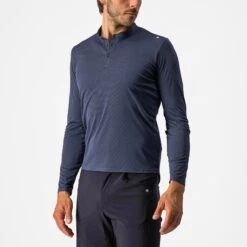 Castelli Tech 2 Henley Men's Long Sleeve Technical T-Shirt - Steel Blue -Scott Store CS220764141 1